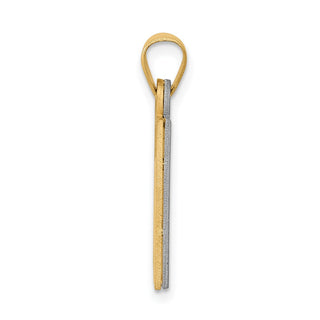 14k Yellow and White Gold Solid Satin Chai Pendant XK674