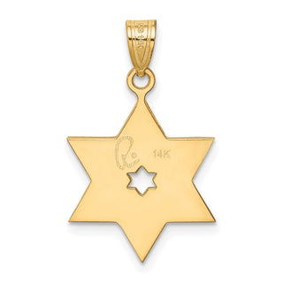 14k Yellow and White Gold Star Of David Cutout Pendant
