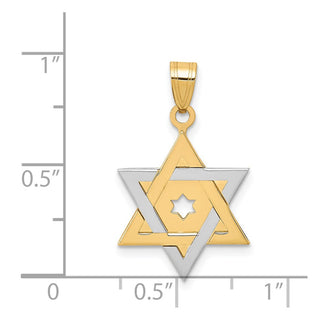 14k Yellow and White Gold Star Of David Cutout Pendant