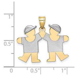 14k Yellow and White Gold Small Double Boys Pendant XK732