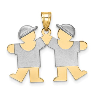 14k Yellow and White Gold Small Double Boys Pendant XK732