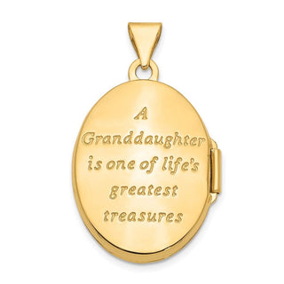 14K Yellow Gold with Rhodium-plating 21mm Oval Granddaughter Locket Pendant