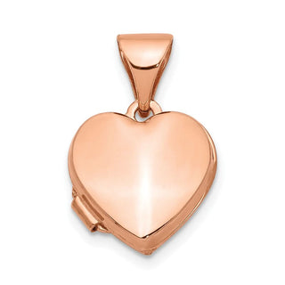 14k Rose Gold 10mm Plain Heart Locket Pendant