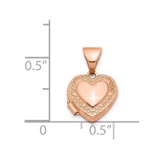 14k Rose Gold Polished 10mm Heart-Shaped Scrolled Locket Pendant