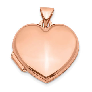 14k Rose Gold 18mm Domed Heart Locket Pendant