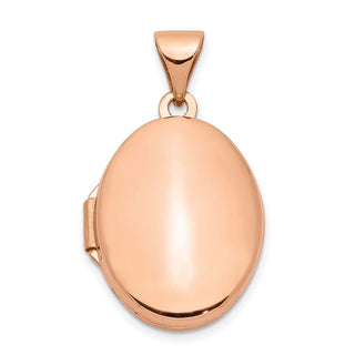 14k Rose Gold Polished 17mm Plain Oval Locket Pendant
