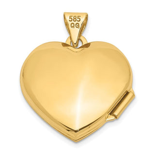 14K Yellow Gold 18mm Domed Plain Heart Locket Pendant