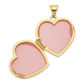 14K Yellow Gold 18mm Domed Plain Heart Locket Pendant
