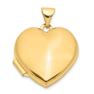 14K Yellow Gold 18mm Domed Plain Heart Locket Pendant