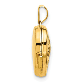 14K Yellow Gold and White Rhodium-plating Polished LOVE OF MY LIFE 15mm Heart Locket Pendant