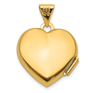 14K Yellow Gold and White Rhodium-plating Polished LOVE OF MY LIFE 15mm Heart Locket Pendant