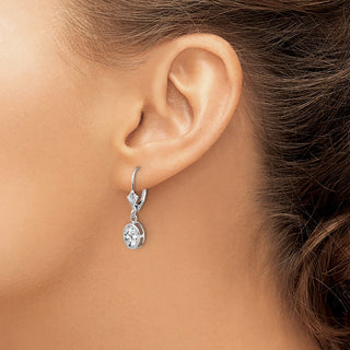 14k White Gold 26mm Oval Cubic Zirconia Leverback Earrings