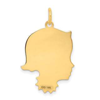 14k Yellow Gold .013 Depth Engravable Girl Head Charm XM102/13