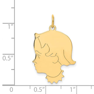 14k Yellow Gold .013 Depth Engravable Girl Head Charm XM102/13