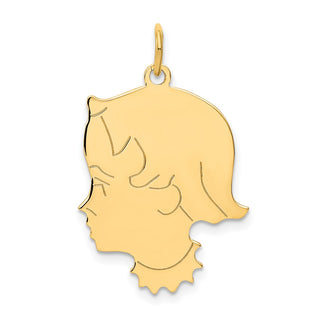 14k Yellow Gold .013 Depth Engravable Girl Head Charm XM102/13