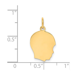 14k Yellow Gold Plain .027 Gauge Facing Right Engravable Boy Head Charm XM108/27