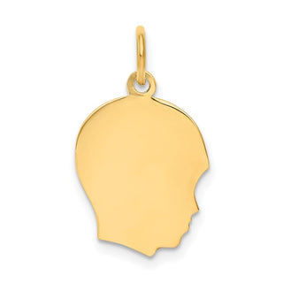 14k Yellow Gold Plain .011 Gauge Facing Right Engravable Boy Head Charm XM108/11