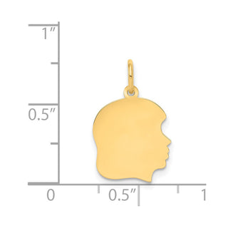 14k Yellow Gold Plain .011 Gauge Facing Right Engravable Girl Head Charm X109/11