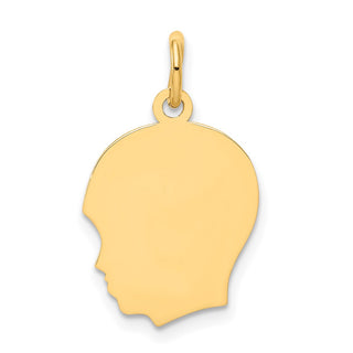 14k Gold Medium .009 Gauge Facing Left Engravable Boy Head Charm XM110/09
