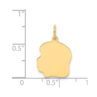 14k Yellow Gold Plain .011 Gauge Facing Left Engravable Girl Head Charm XM111/11