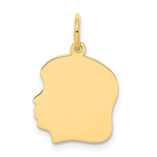 14k Yellow Gold Plain .011 Gauge Facing Left Engravable Girl Head Charm XM111/11