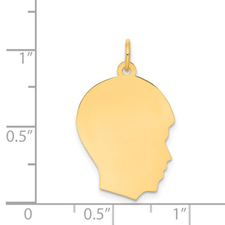 14k Yellow Gold Plain .035 Gauge Facing Right Engravable Boy Head Charm XM112/35