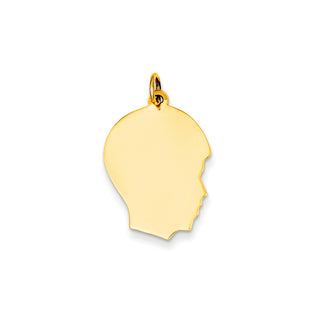 14k Yellow Gold Plain .035 Gauge Facing Right Engravable Boy Head Charm XM112/35