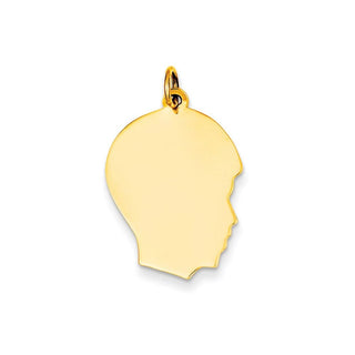 14k Yellow Gold Plain .011 Gauge Facing Right Engravable Boy Head Charm XM112/11