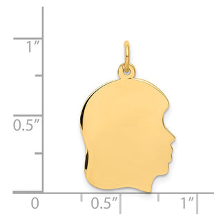 14k Yellow Gold Plain .011 Gauge Facing Right Engravable Girl Head Charm X113/11