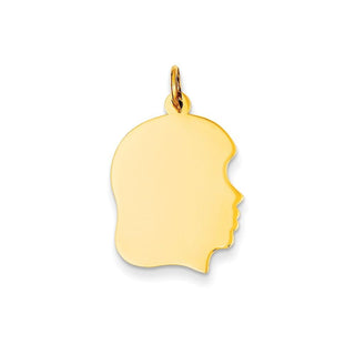 14k Yellow Gold Plain .011 Gauge Facing Right Engravable Girl Head Charm X113/11