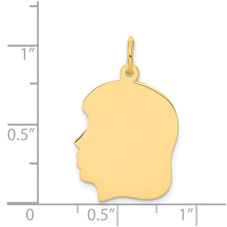 14k Yellow Gold Plain .011 Gauge Facing Left Engravable Girl Head Charm XM115/11