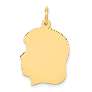 14k Yellow Gold Plain .011 Gauge Facing Left Engravable Girl Head Charm XM115/11