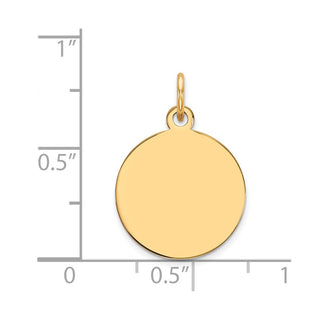 19mm x 12mm 14k Yellow Gold Plain .027 Gauge Circular Engravable Disc Charm