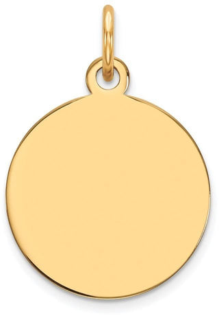 19mm x 12mm 14k Yellow Gold Plain .011 Gauge Circular Engravable Disc Charm