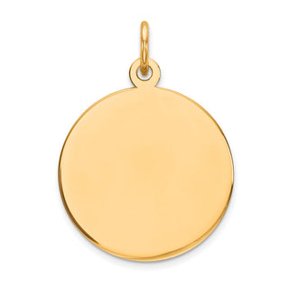 24mm x 18mm 14k Yellow Gold Plain .018 Gauge Circular Engravable Disc Charm