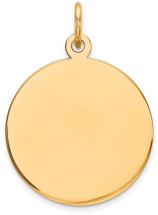 24mm x 18mm 14k Yellow Gold Plain .027 Gauge Circular Engravable Disc Charm
