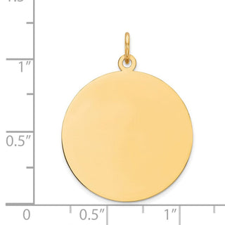 29mm x 23mm 14k Yellow Gold Plain .035 Gauge Circular Engravable Disc Charm