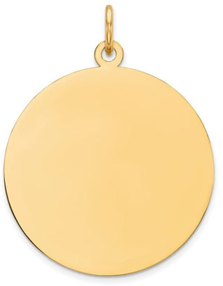 29mm x 23mm 14k Yellow Gold Plain .018 Gauge Circular Engravable Disc Charm