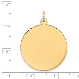33mm x 25mm 14k Yellow Gold Plain .013 Gauge Circular Engravable Disc Charm