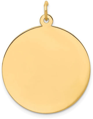 33mm x 25mm 14k Yellow Gold Plain .018 Gauge Circular Engravable Disc Charm