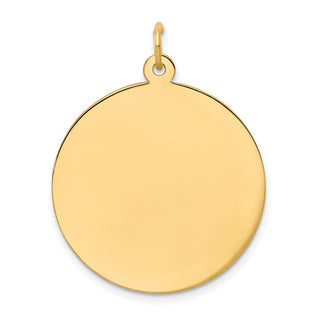 33mm x 25mm 14k Yellow Gold Plain .027 Gauge Circular Engravable Disc Charm