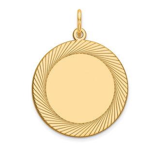 25mm x 19mm 14k Yellow Gold Etched Design .027 Gauge Round Engravable Disc Charm