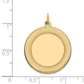 29mm x 22mm 14k Yellow Gold Etched Design .027 Gauge Round Engravable Disc Charm