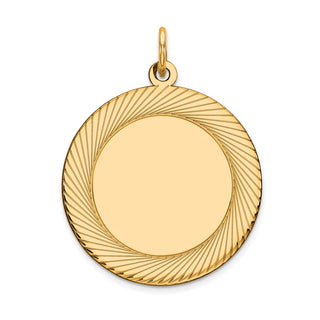 29mm x 22mm 14k Yellow Gold Etched Design .027 Gauge Round Engravable Disc Charm