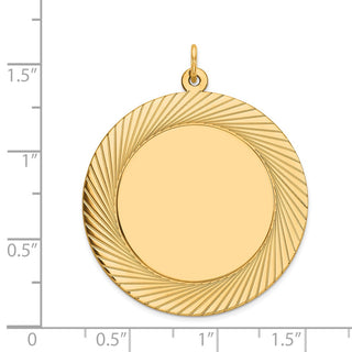 39mm x 33mm 14k Yellow Gold Etched Design .027 Gauge Round Engravable Disc Charm