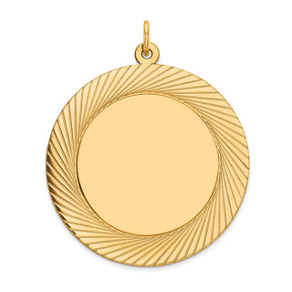 39mm x 33mm 14k Yellow Gold Etched Design .027 Gauge Round Engravable Disc Charm