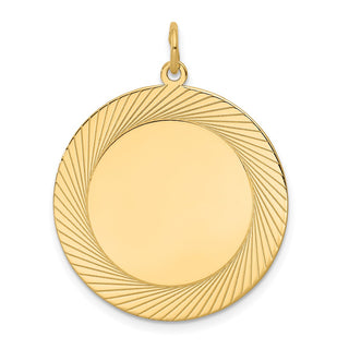 32mm x 27mm 14k Yellow Gold Etched Design .027 Gauge Round Engravable Disc Charm