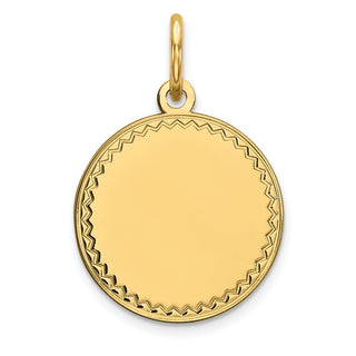 20mm x 13mm 14k Yellow Gold Plain .018 Gauge Engravable Round Disc Charm