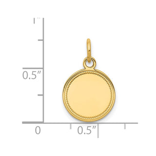 19mm x 13mm 14k Yellow Gold Plain .027 Gauge Engravable Round Disc Charm