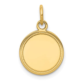 19mm x 13mm 14k Yellow Gold Plain .027 Gauge Engravable Round Disc Charm